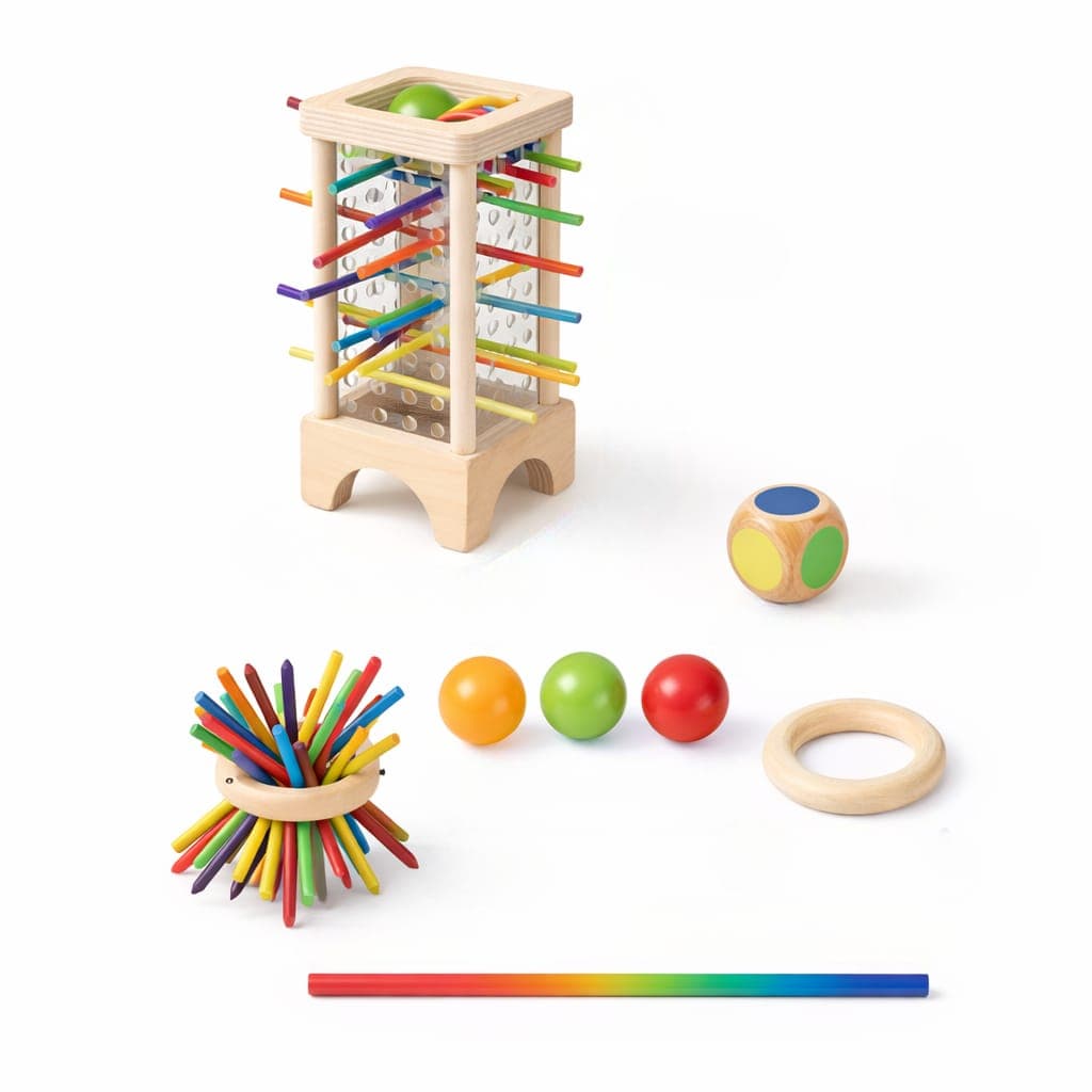 Wooden Tumble Tower Stick Game – Pull Out Sticks & Ball Drop Toy thumbnail 2