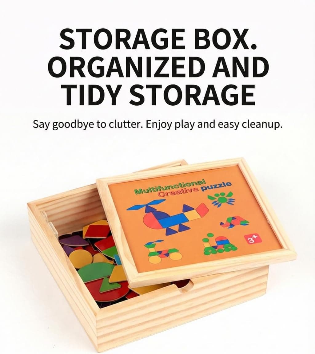 Wooden Magnetic Geometry Puzzle – 225 Piece Pattern Building Set thumbnail 5