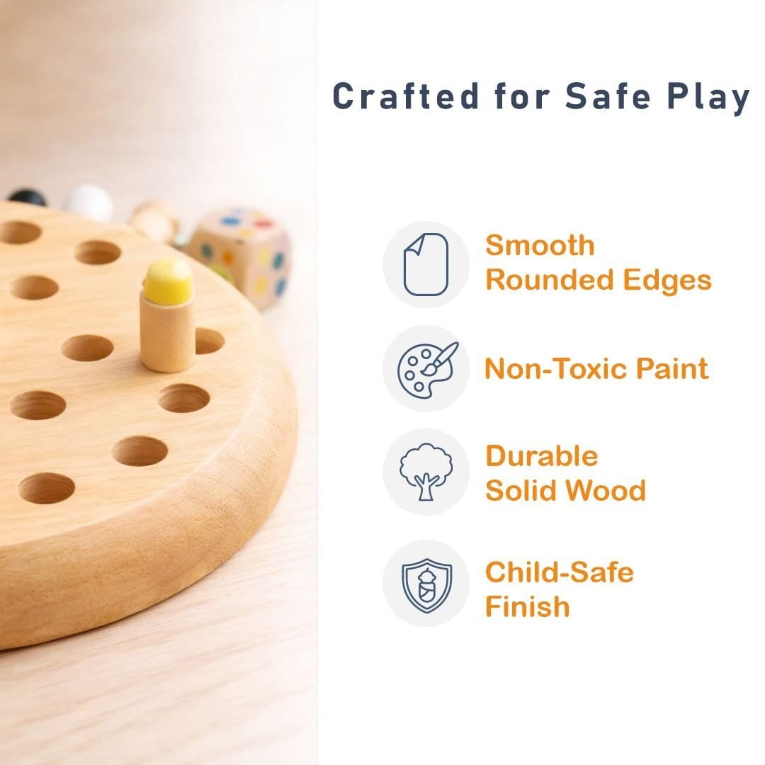 Wooden Memory Match Chess Game – Color Matching Board with Dice thumbnail 5