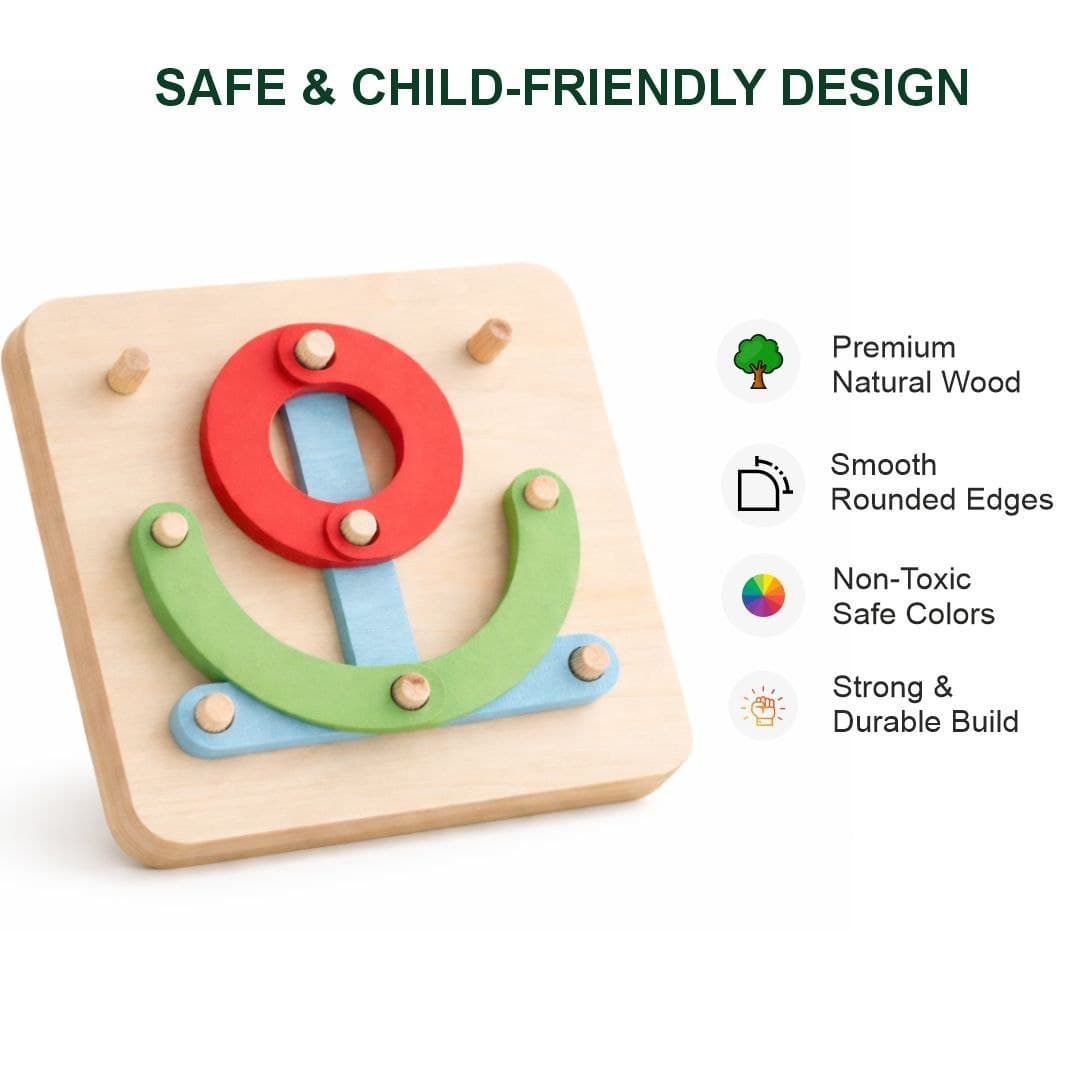 Multifunctional Montessori Pillar Flower Puzzle – Wooden Rotating Shape Toy thumbnail 2