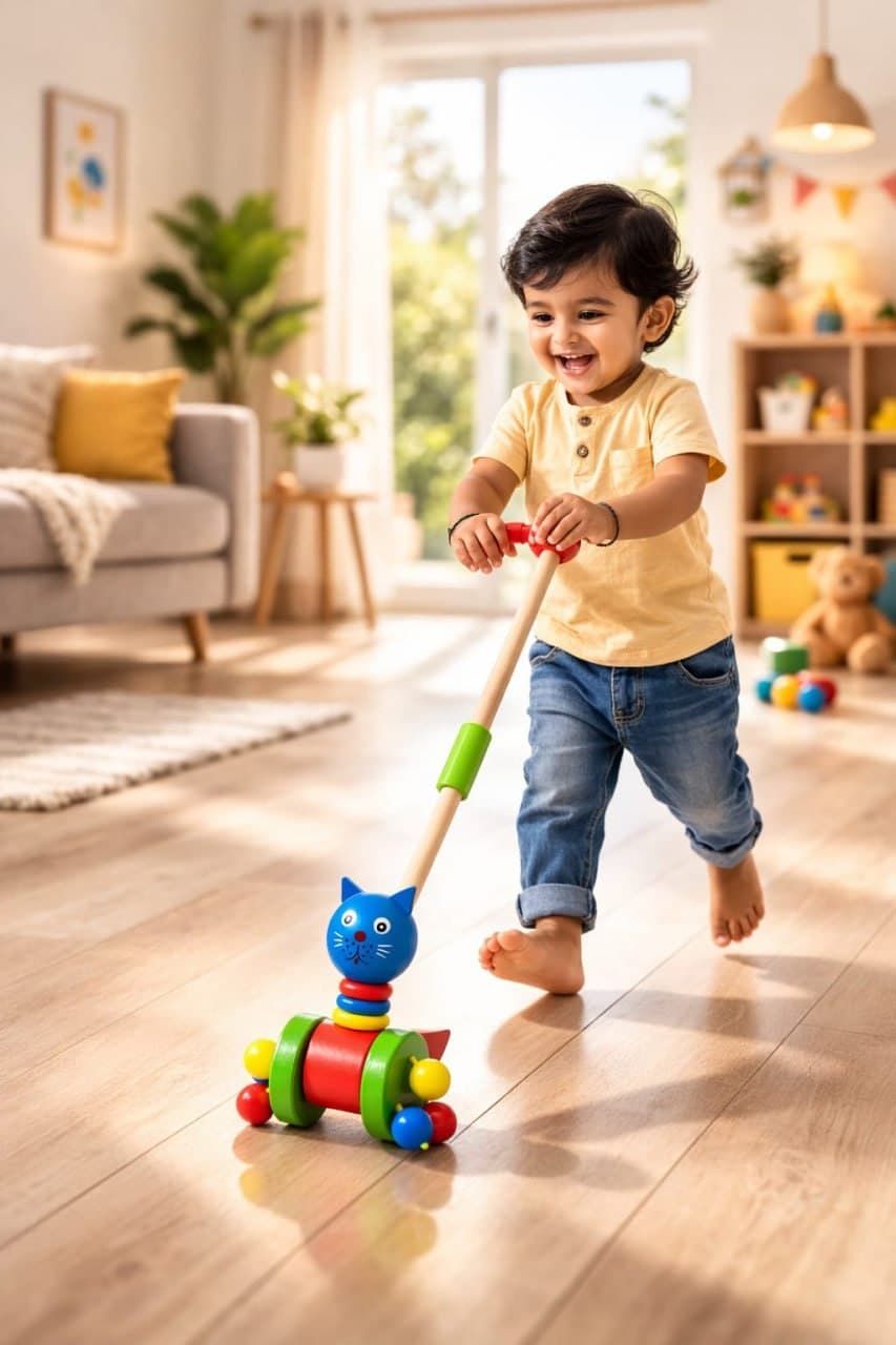 Wooden Cat Push Along Toy – Disassembling Animal Cart for Toddlers thumbnail 5