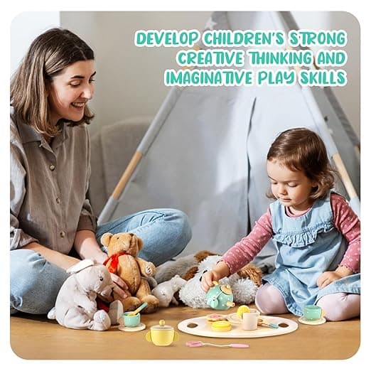 Kastha Toys Wooden Afternoon Tea Set – Pretend Play Kitchen Toy for Kids thumbnail 5