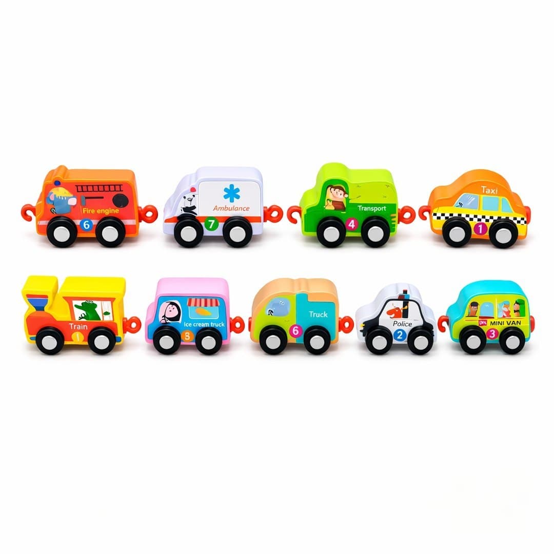Traffic Digital Train – Mini Vehicle Set with Numbers for Kids - Image 1